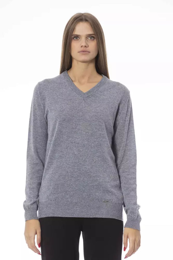 Gray Wool Women Sweater Baldinini Trend