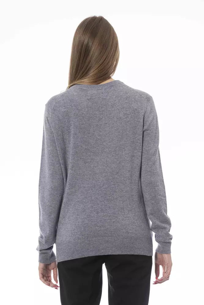 Gray Wool Women Sweater Baldinini Trend