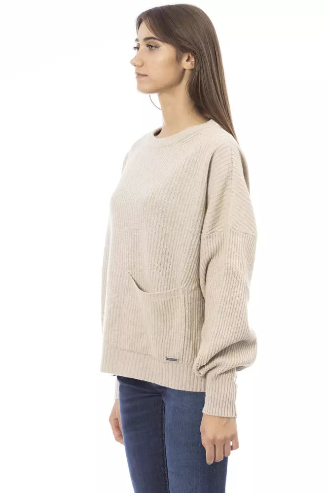 Beige Wool Women Sweater Baldinini Trend