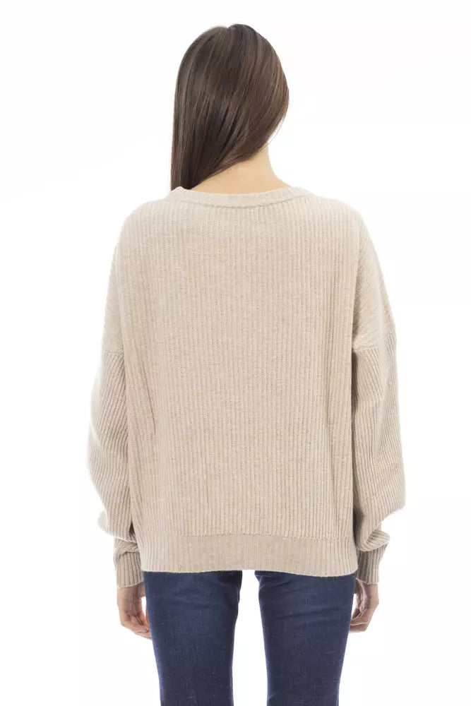 Beige Wool Women Sweater Baldinini Trend