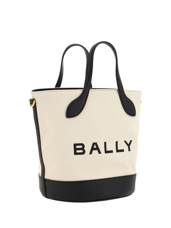 Elegant Monogram Bucket Bag in Black & White Bally