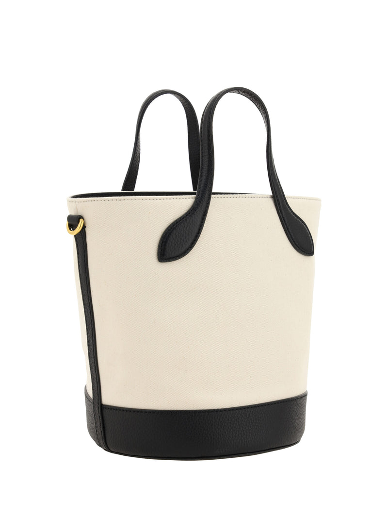 Elegant Monogram Bucket Bag in Black & White Bally