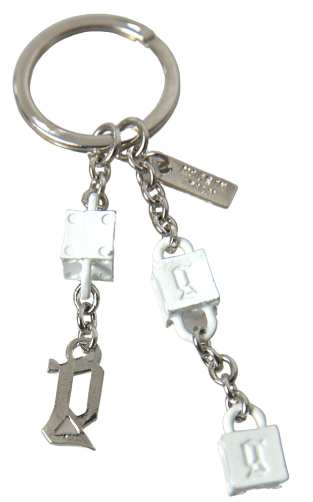 Silver Brass Logo Charm Keychain Dolce & Gabbana