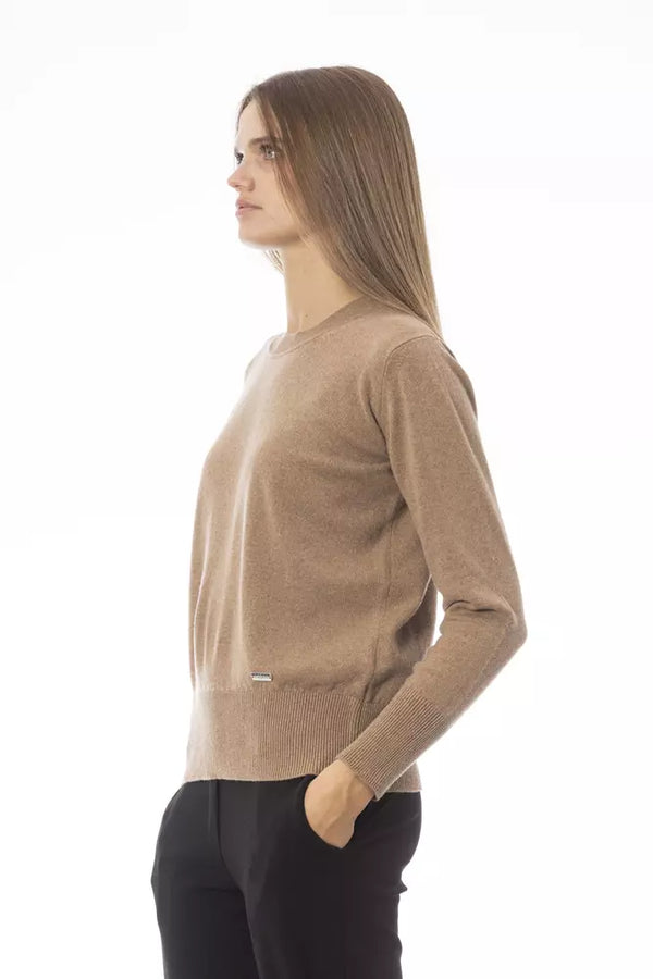 Beige Wool Women Sweater Baldinini Trend