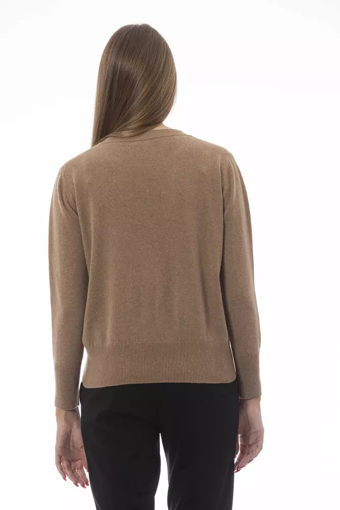 Beige Wool Women Sweater Baldinini Trend