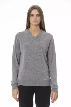 Gray Wool Women Sweater Baldinini Trend