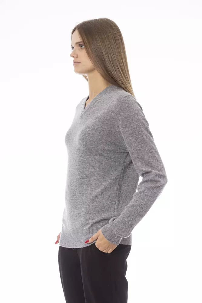 Gray Wool Women Sweater Baldinini Trend