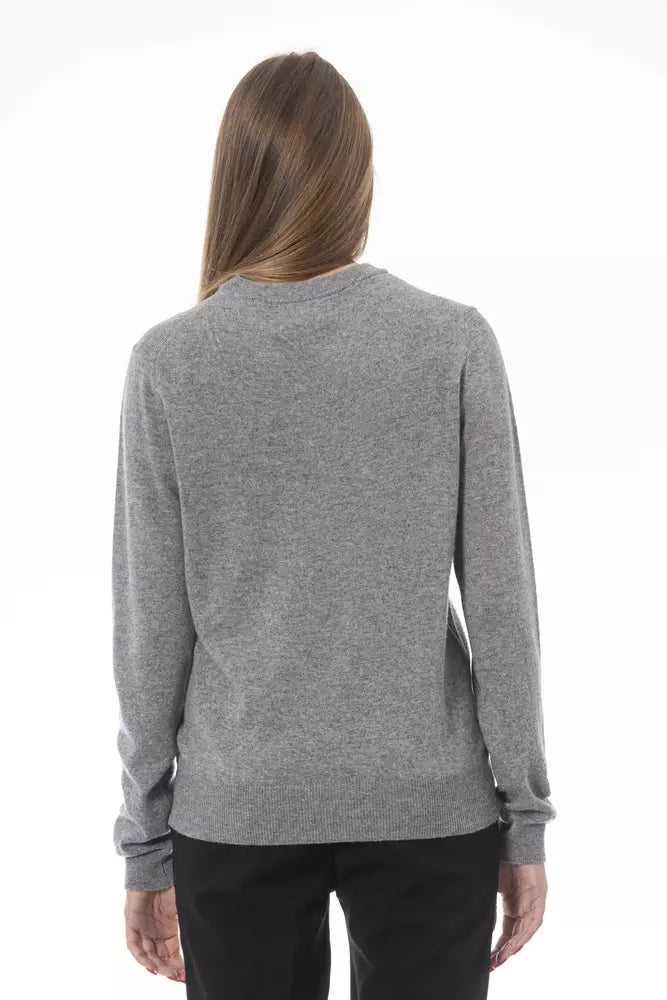 Gray Wool Women Sweater Baldinini Trend