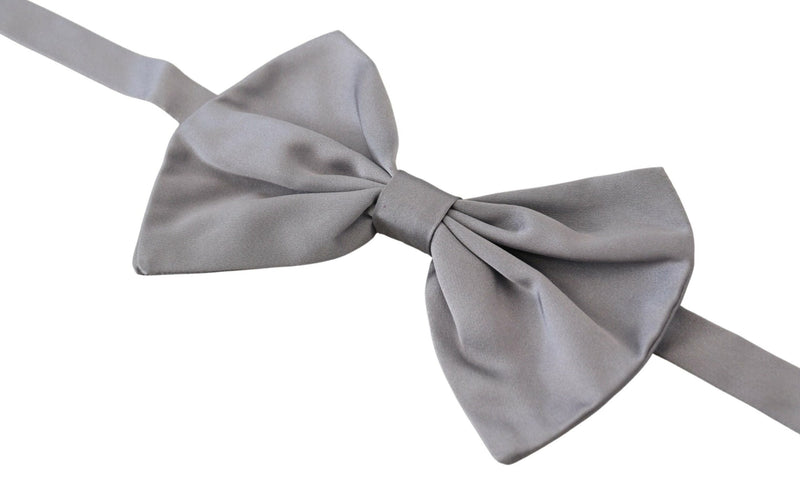 Elegant Silver Gray Silk Bow Tie Dolce & Gabbana