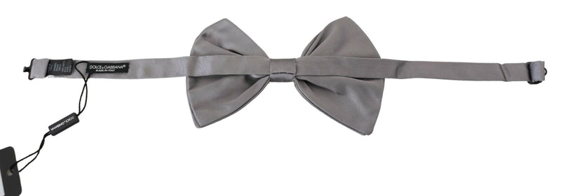 Elegant Silver Gray Silk Bow Tie Dolce & Gabbana