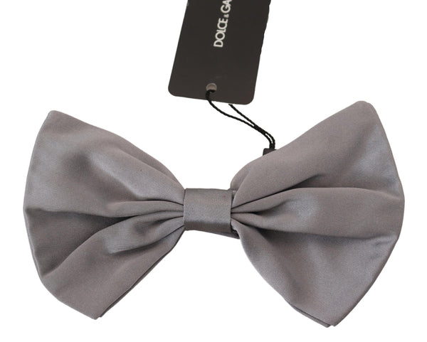 Elegant Silver Gray Silk Bow Tie Dolce & Gabbana