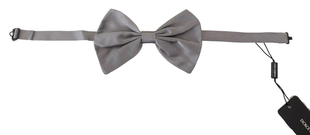 Elegant Silver Gray Silk Bow Tie Dolce & Gabbana