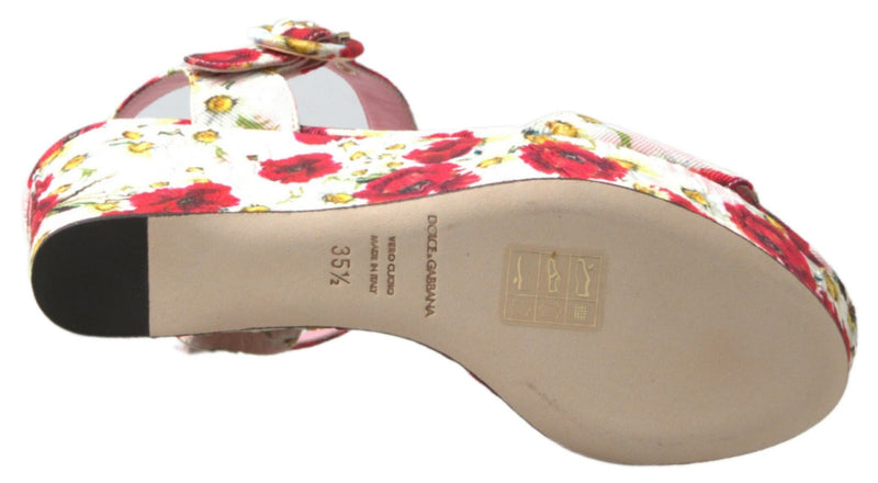 Floral Ankle Strap Wedge Sandals Dolce & Gabbana