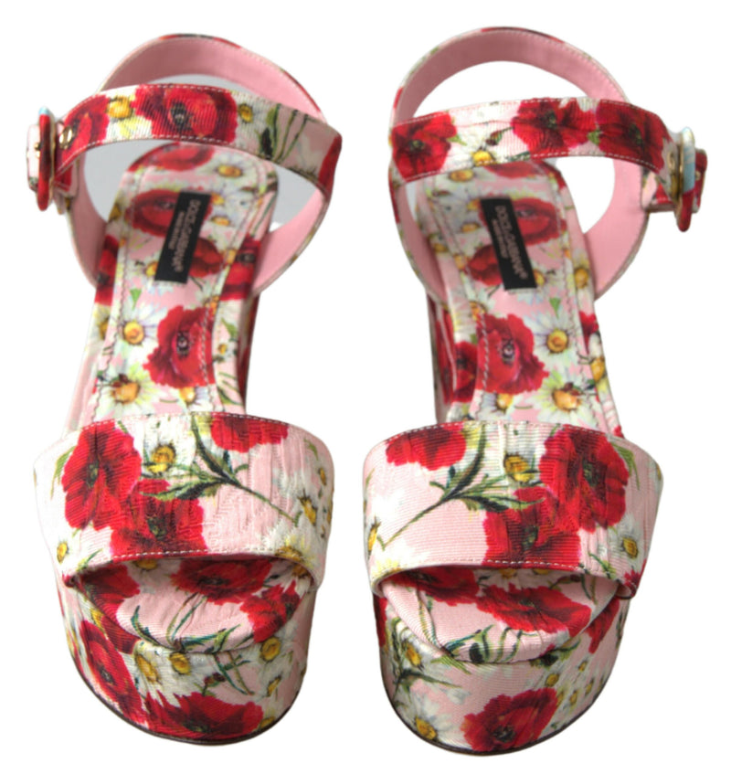 Floral Ankle Strap Wedge Sandals Dolce & Gabbana