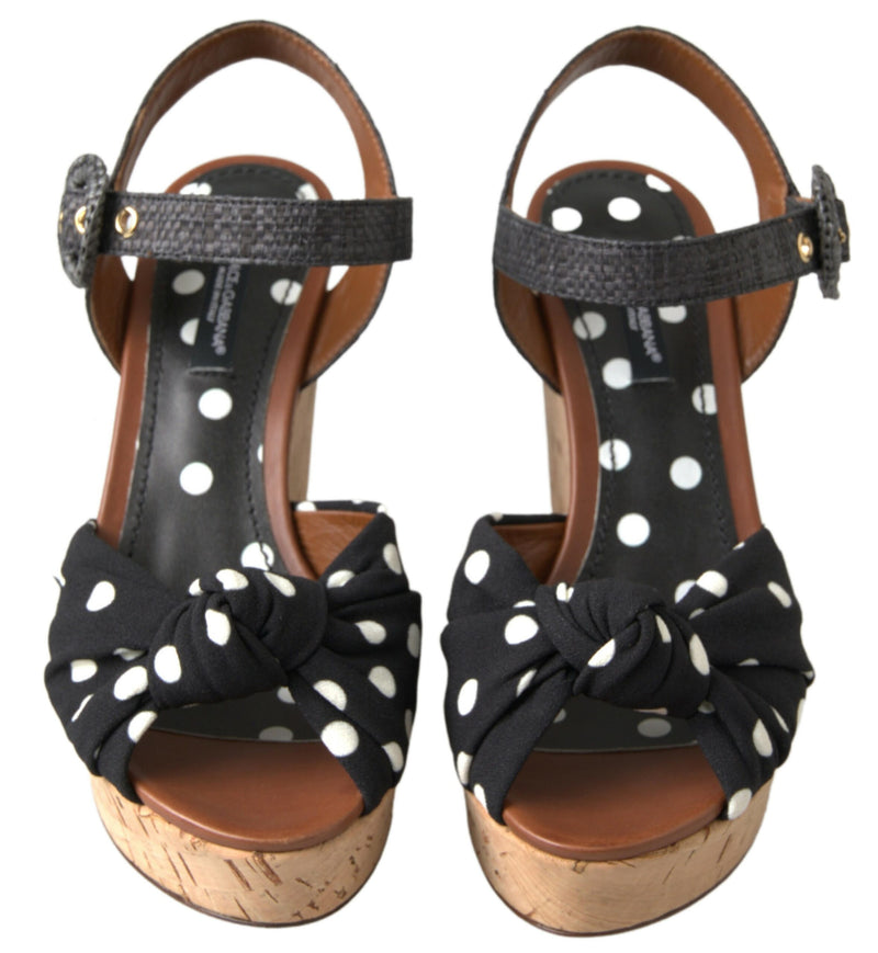 Chic Polka-Dotted Ankle Strap Wedges Dolce & Gabbana