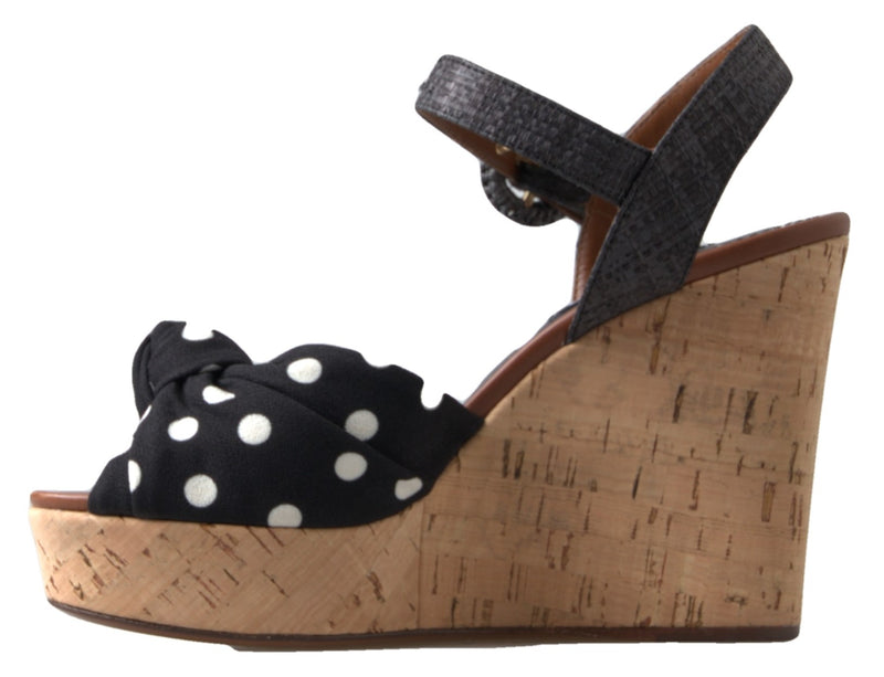 Chic Polka-Dotted Ankle Strap Wedges Dolce & Gabbana