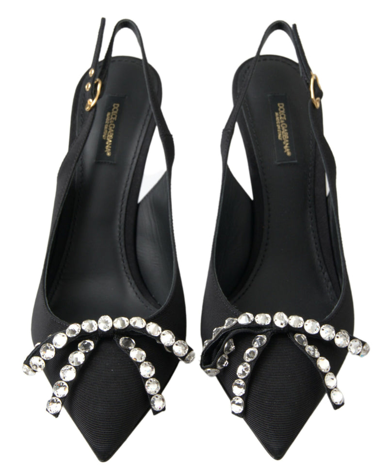 Embellished Black Slingback Heels Pumps Dolce & Gabbana