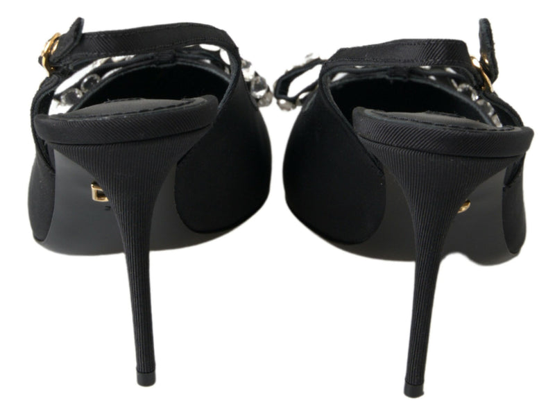 Embellished Black Slingback Heels Pumps Dolce & Gabbana