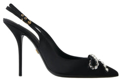 Embellished Black Slingback Heels Pumps Dolce & Gabbana