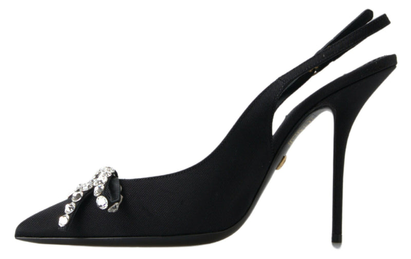 Embellished Black Slingback Heels Pumps Dolce & Gabbana