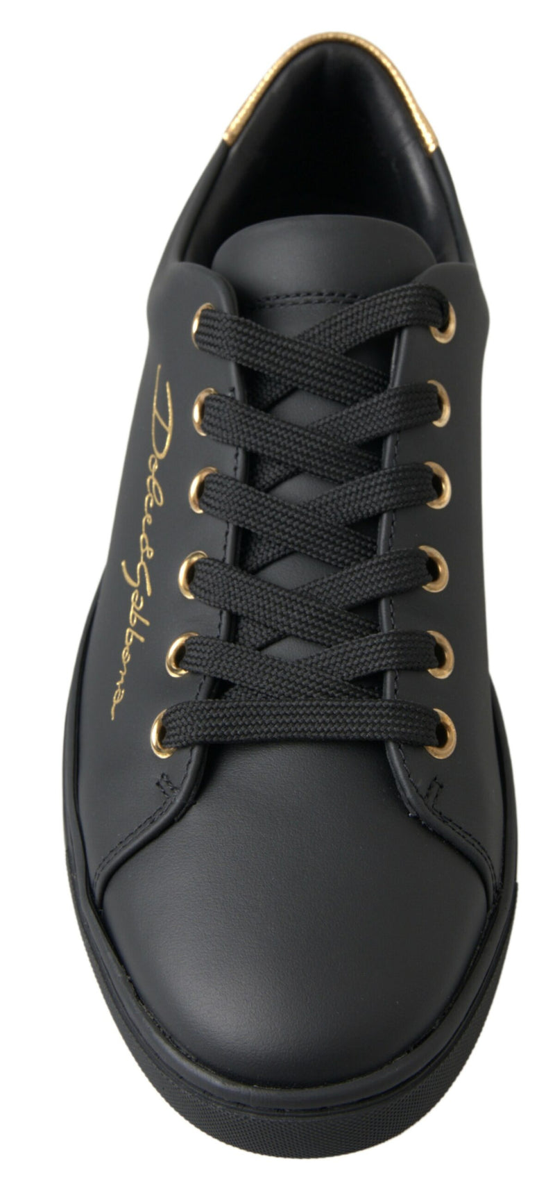 Black Gold Leather Classic Sneakers Dolce & Gabbana