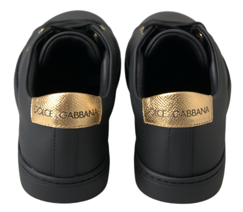 Black Gold Leather Classic Sneakers Dolce & Gabbana