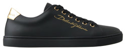 Black Gold Leather Classic Sneakers Dolce & Gabbana