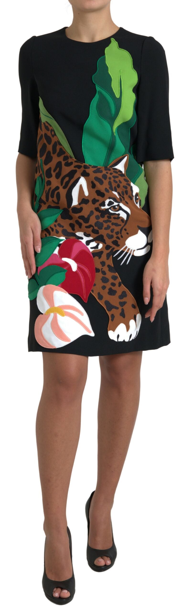 Elegant Jungle Motif Sheath Dress Dolce & Gabbana