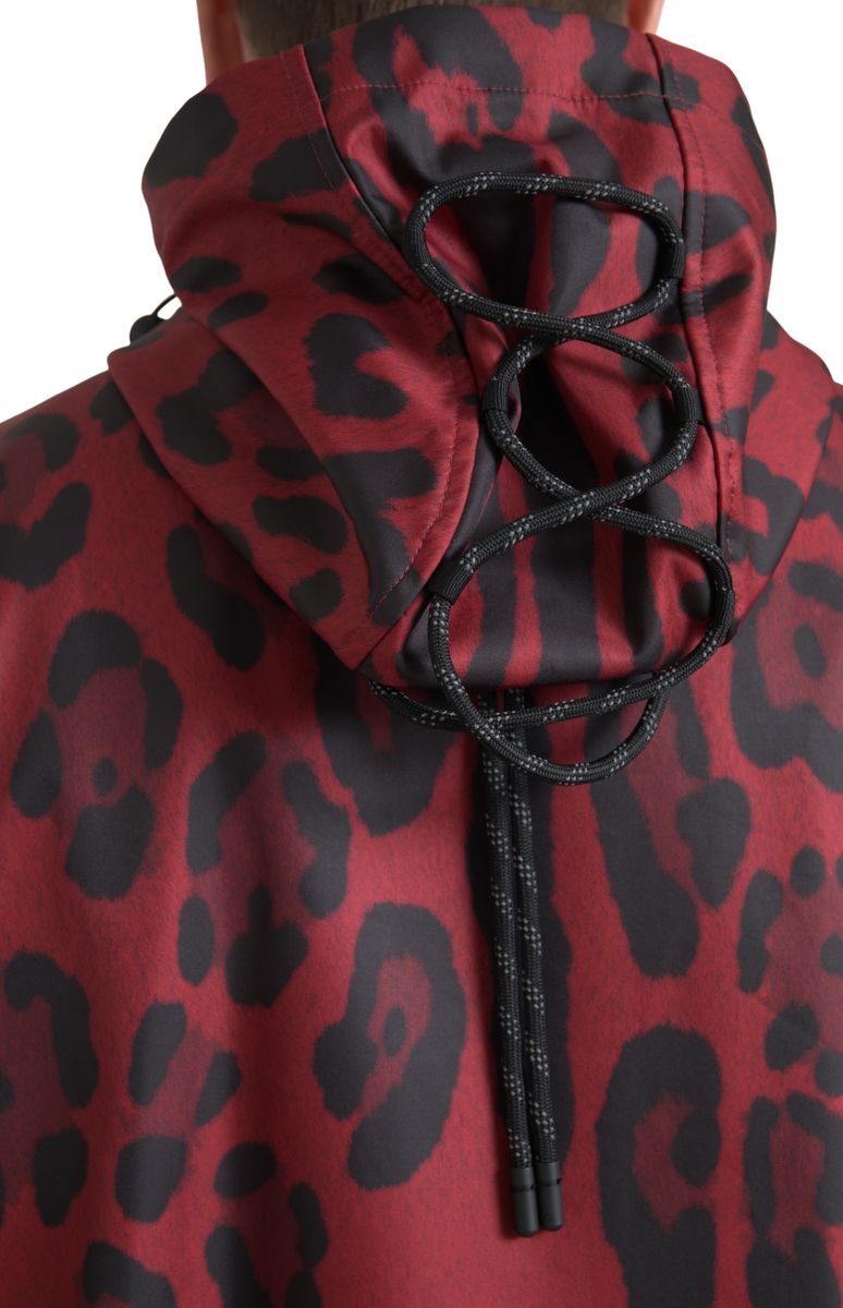 Radiant Red Leopard Print Hooded Jacket Dolce & Gabbana