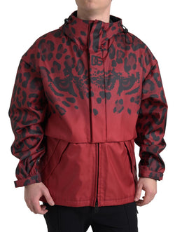 Radiant Red Leopard Print Hooded Jacket Dolce & Gabbana