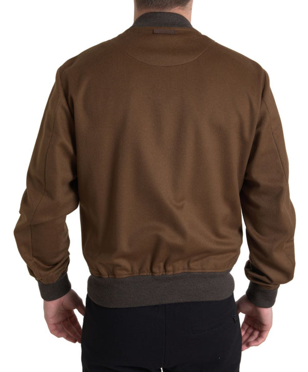 Elegant Brown Cashmere Bomber Jacket Dolce & Gabbana