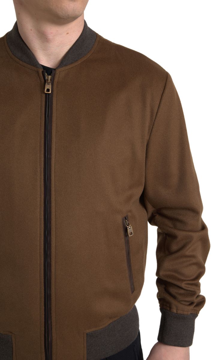 Elegant Brown Cashmere Bomber Jacket Dolce & Gabbana