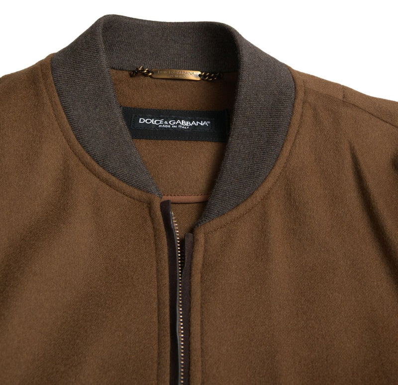 Elegant Brown Cashmere Bomber Jacket Dolce & Gabbana