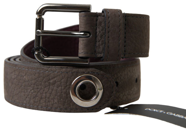 Elegant Brown Leather Belt with Metal Buckle Dolce & Gabbana