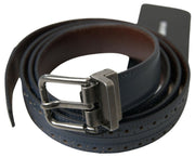 Elegant Blue Leather Belt with Metal Buckle Dolce & Gabbana