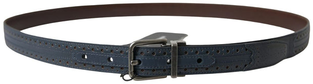 Elegant Blue Leather Belt with Metal Buckle Dolce & Gabbana