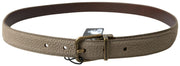 Elegant Beige Leather Belt with Metal Buckle Dolce & Gabbana