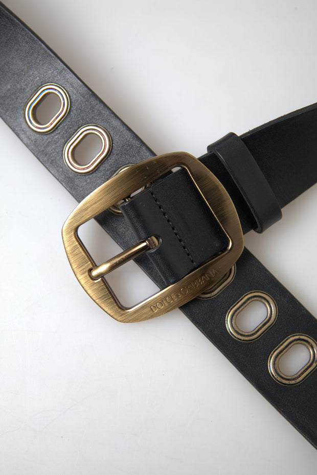 Sleek Italian Leather Belt with Metal Buckle Dolce & Gabbana