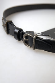 Elegant Black Leather Belt - Metal Buckle Closure Dolce & Gabbana