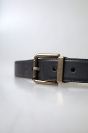 Elegant Black Leather Belt with Metal Buckle Dolce & Gabbana