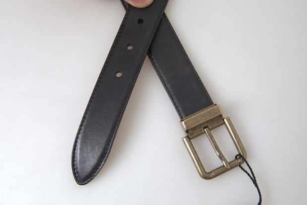 Elegant Black Leather Belt with Metal Buckle Dolce & Gabbana