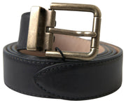 Elegant Black Leather Belt with Metal Buckle Dolce & Gabbana