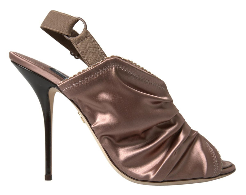 Elegant Slingback Stiletto Heels in Light Brown Dolce & Gabbana