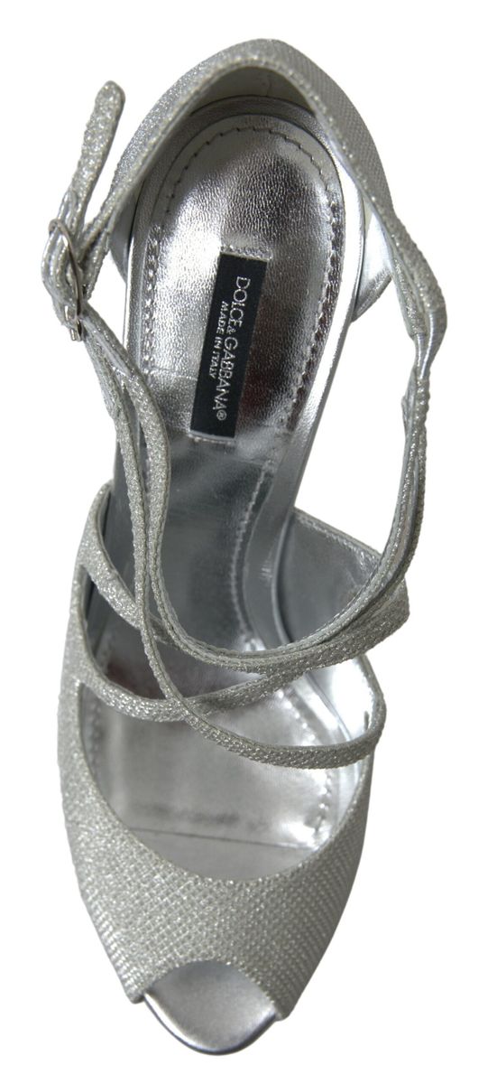 Elegant Shimmering Silver High-Heeled Sandals Dolce & Gabbana