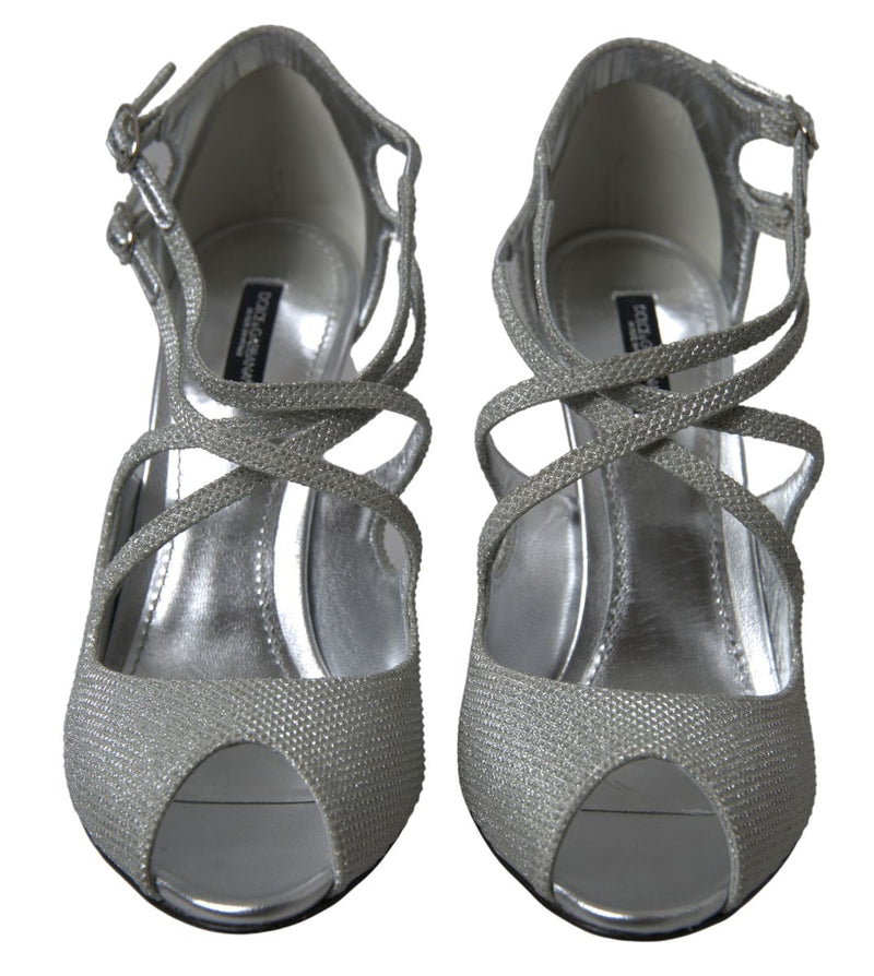 Elegant Shimmering Silver High-Heeled Sandals Dolce & Gabbana