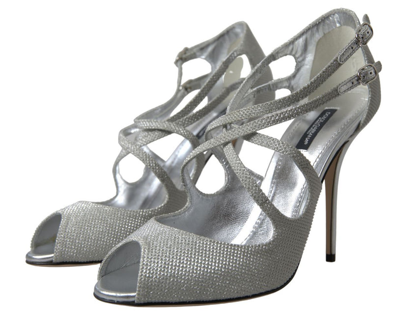 Elegant Shimmering Silver High-Heeled Sandals Dolce & Gabbana