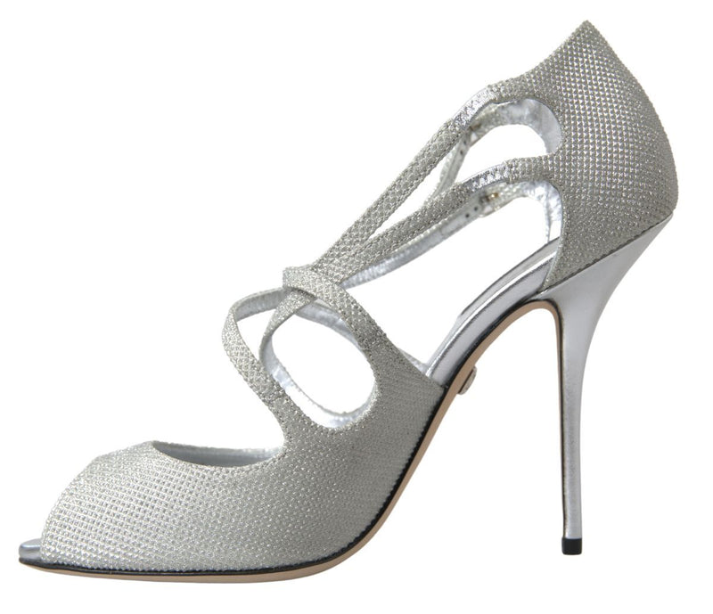 Elegant Shimmering Silver High-Heeled Sandals Dolce & Gabbana