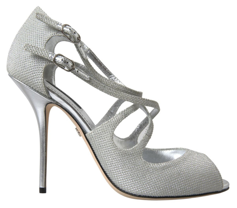 Elegant Shimmering Silver High-Heeled Sandals Dolce & Gabbana