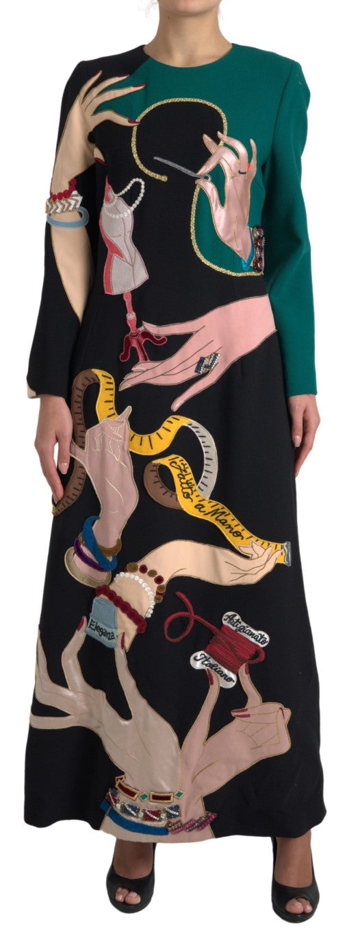 Elegant Multicolor Wool A-Line Dress Dolce & Gabbana