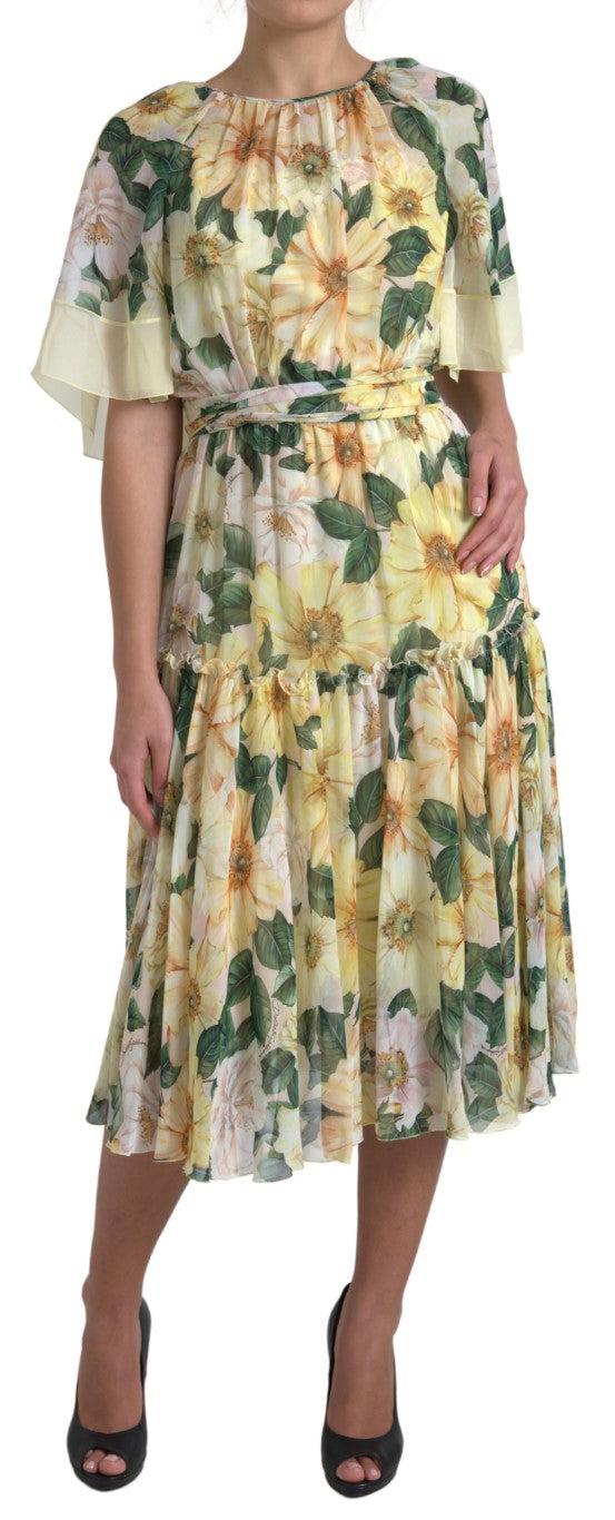 Elegant Silk Floral Maxi Dress Dolce & Gabbana